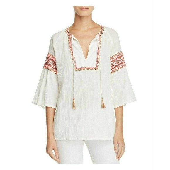 French Connection Women's White Adanna Embroidered Top Size M - Picture 1 of 15